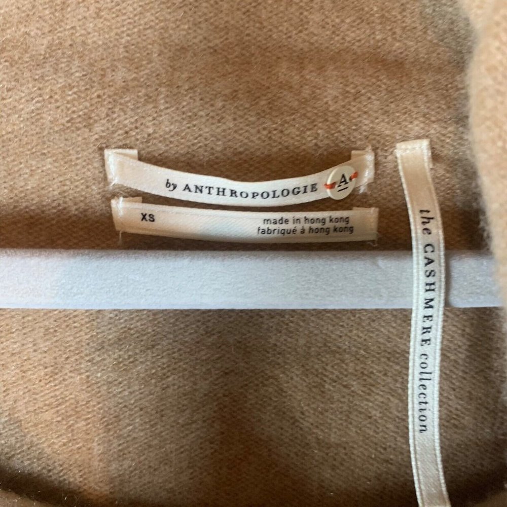 Anthropologie Cashmere Collection Women's Cowl Neck Top Tan Sweater Size XS 8635 - Picture 2 of 8